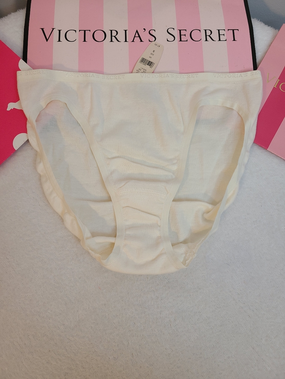 VTG Victoria's Secret Signature Cotton Classic Bikini Panty Size Sm White
